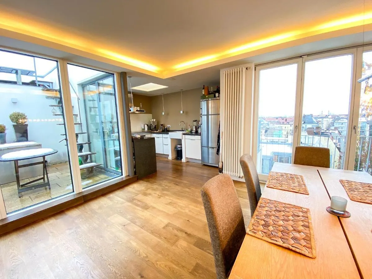 Exklusives Panorama Penthouse Im Herzen Von Munchen, Dachterasse, Kamin Daire